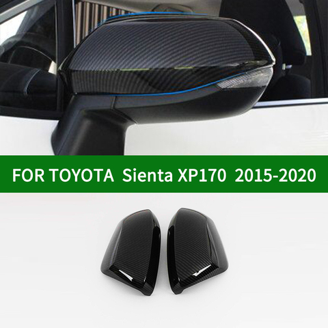 Накладка на зеркало заднего вида автомобиля для TOYOTA Sienta XP170 2015-2022, накладка на зеркало заднего вида автомобиля, аксессуары, черное Углеволок... ► Фото 1/4