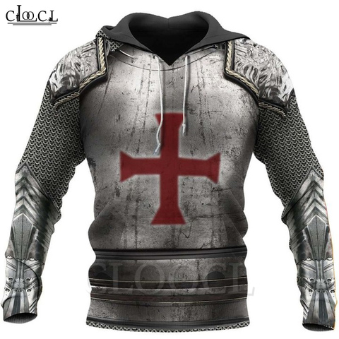 Толстовка CLOOCL Knight Templar с 3D принтом, толстовка, мужская и женская мода, Харадзюку, пальто на молнии, свитшот с длинным рукавом, повседневные топы ► Фото 1/6