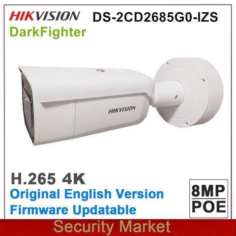 Оригинальная DS-2CD2685FWD-IZS Hikvision 8MP POE CCTV камера H.265 IR 50m Vari-focal 2,8-12 мм Bullet IP камера видеонаблюдения ► Фото 1/1