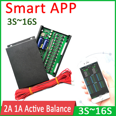 1A 2A баланс 2S ~ 16S литиевая батарея активный эквалайзер Bluetooth приложение BMS Li-Ion Lipo Lifepo4 LTO Балансирующий 4S 7S 8S 10S 13S 14S ► Фото 1/6