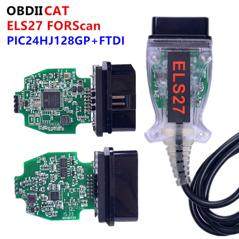 Новейший V2.3.8 OBD2 считыватель кода ELS27 FORScan работает для Mazda/Lincoln/Mercury Green PCB FTDI чип + PIC24HJ128GP лучше, чем ELM327 ► Фото 1/6