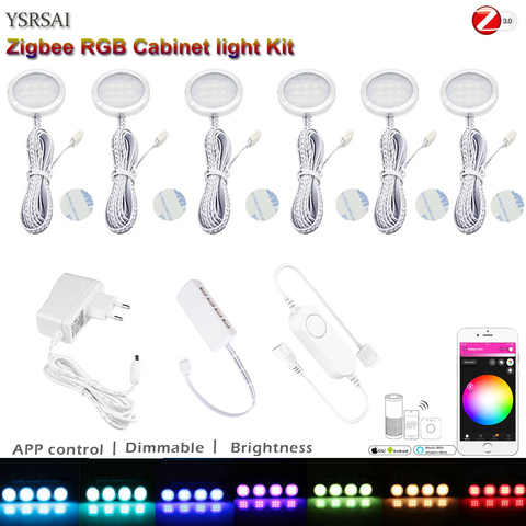 DC12V Zigbee RGB светодиодная подсветка под шкаф приглушенный кухонный счетчик мебельный комплект освещения для Smartthings tuya Hue/b Echo Plus ► Фото 1/6