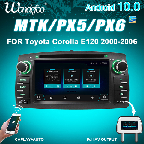 PX6 4G 64G автомагнитола 2 din Android 10 магнитола автомобильное радио для Toyota Corolla E120 BYD F3 2din стерео приемник Навигация Авто аудио dvd плеер gps ► Фото 1/6