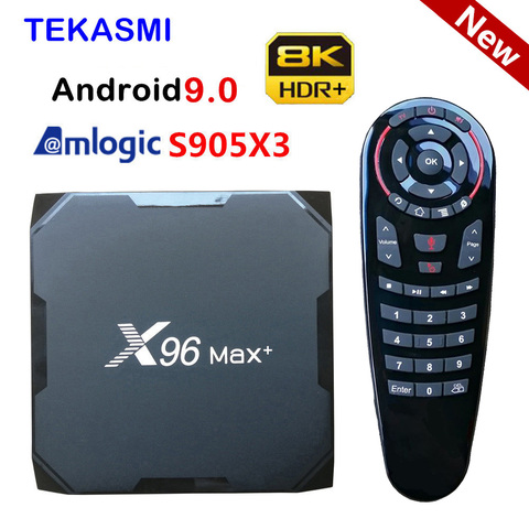 2022 TEKASMI Android 9,0 ТВ коробка 4 Гб 64 Гб оперативной памяти, 32 Гб встроенной памяти, 8K Amlogic S905X3 X96 Max Plus 2,4G & 5G двухъядерный процессор Wi-Fi X96Max Smart Декодер каналов кабельного телевидения компьютерной приставки к телевизору, 2 Гб ► Фото 1/6