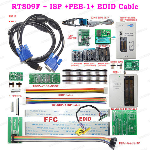 RT809F EMMC-Nand FLASH универсальный программатор, PEB-1 EDID ISP-DuPont-Header SOP8 IC Clip материнская плата считыватель LCD ► Фото 1/6