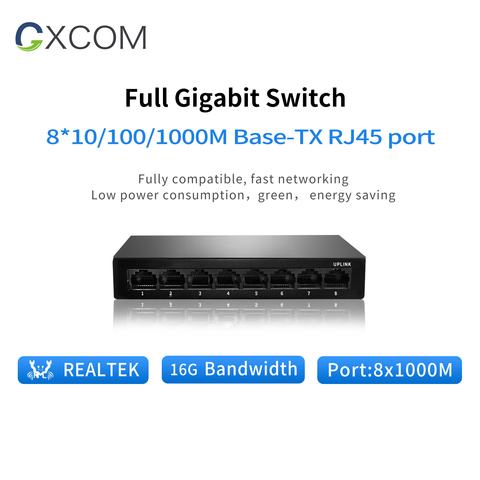 Сетевой коммутатор с 8 портами, 10/100/1000 м, полный гигабитный коммутатор Ethernet, встроенный монтаж в стойку, 8 портов, гигабитный настольный коммутатор ► Фото 1/1