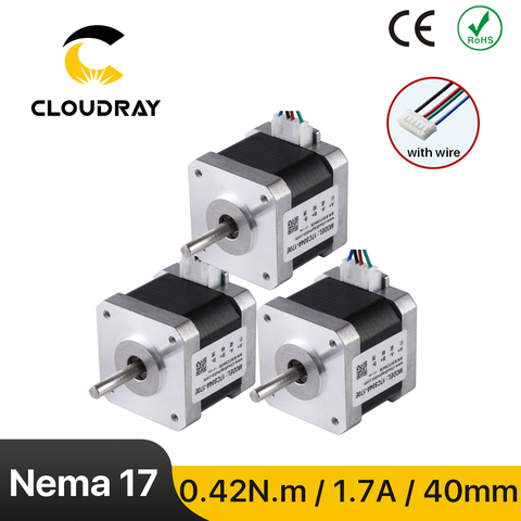 Шаговый электродвигатель Cloudray Nema 17, 42Ncm 1,7a 2-фазный 40 мм, 4-проводной для 3D-принтера, гравировально-фрезерный станок с ЧПУ ► Фото 1/6