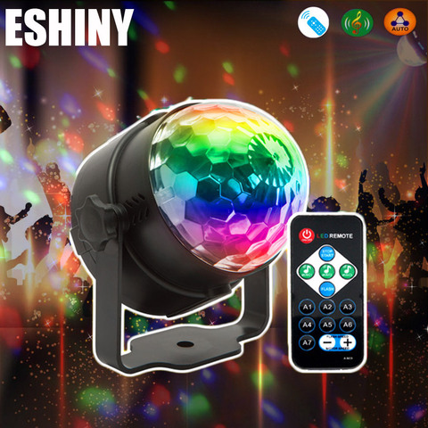ESHINY мини 3 Вт кристалл магический шар цветная (RGB) Светодиодная лампа для сценических эффектов вращающийся полный Цвет DJ Елец вечерние номер ... ► Фото 1/6