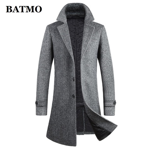 Новое поступление 2022, зимнее высококачественное шерстяное пальто BATMO для мужчин, мужские серые шерстяные куртки, большие размеры, модель MY812 ► Фото 1/6
