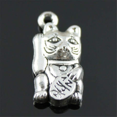 10 шт. кошка подвески для привлечения денег Шарм Lucky Cat для привлечения денег 2 Цвета Китайский Lucky Cat Подвески 11x23mm ► Фото 1/6