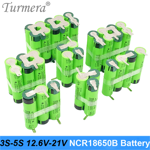 Turmera 3S 10,8 V 4S 14,4 V 5S 18V 18650 3400mAh батарея NCR18650B 3400mAh 6800mAh для 12V 16,8 V 21V отвертка батарея на заказ ► Фото 1/6