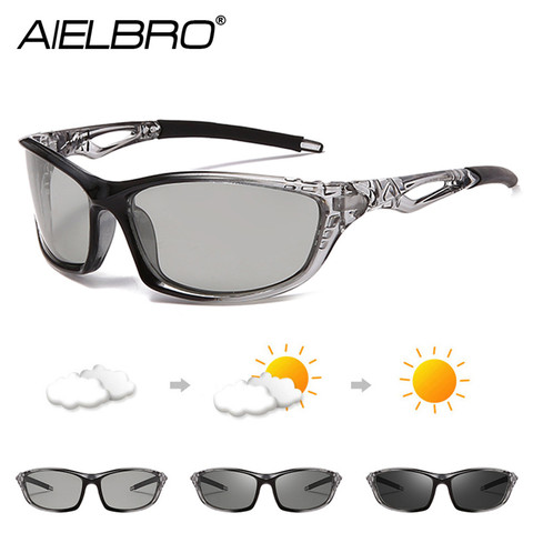 AIELBRO фотохромные велосипедные очки 5 цветов Солнцезащитные очки для езды на велосипеде, для занятий спортом на открытом воздухе, на велосипеде, велосипедные очки Для мужчин солнцезащитные очки для женщин ► Фото 1/6