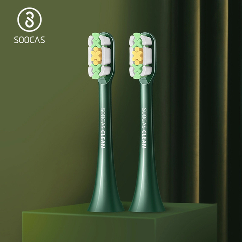 Насадки для электрической зубной щетки SOOCAS X3U-Van Gogh, сменные насадки для зубной щетки, Оригинальные Запасные насадки, зеленые ► Фото 1/6