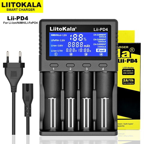 Умное устройство для зарядки никель-металлогидридных аккумуляторов от компании Liitokala: Lii-500 Lii-PD4 Lii-500S Lii-PD2 ЖК-дисплей 3,7 V 18650 18350 18500 21700 20700B 20700 26650 AA зарядное устройство для никель-металл-гидридных и литиевых-батарея За ► Фото 1/1