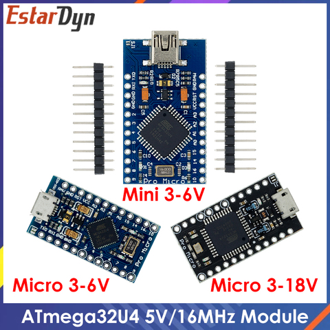 Pro Micro ATMEGA32U4 5V/16 МГц модуль с Загрузчиком для arduino Мини USB/Micro USB с 2 ряда штыревой разъём для arduino ► Фото 1/6