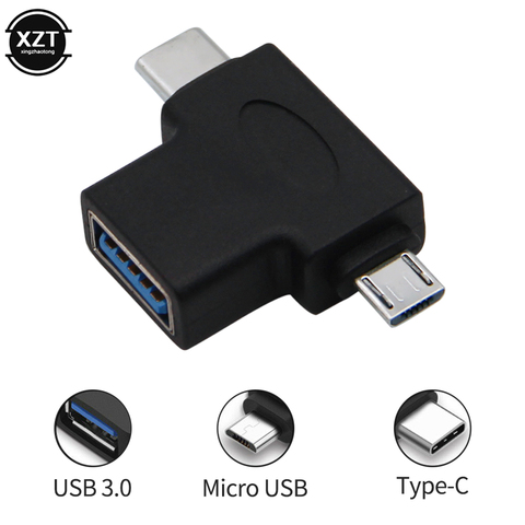 2 в 1 OTG адаптер USB 3,1 Type-C + Micro USB папа к USB 3,0 Женский конвертер для Huawei Xiaomi One Plus Nexus 6P ► Фото 1/6