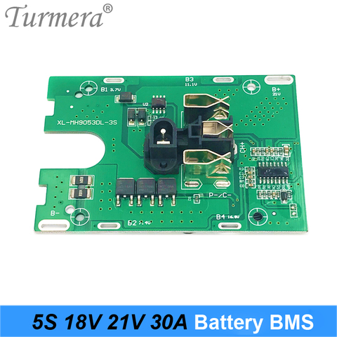 Turmera 5S 18V 21V 30A Li-Ion литиевый аккумулятор BMS 18650 отвертка для аккумулятора shura Защитная плата подходит для 21V ► Фото 1/5