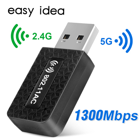 Wi-fi 5 ГГц USB Wifi адаптер 1300 Мбит/с wi-fi адаптер wi-fi адаптер wi-fi USB 3,0 антенна Ethernet приемник сетевая карта wi-fi модуль для ПК ► Фото 1/1