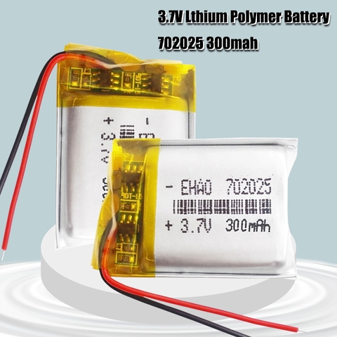 Литий-полимерная аккумуляторная батарея 3,7 в 300 мАч 702025 для Mp3 Bluetooth гарнитуры, динамика, видеомагнитофона, беспроводной мыши, литий-ионных элементов ► Фото 1/6