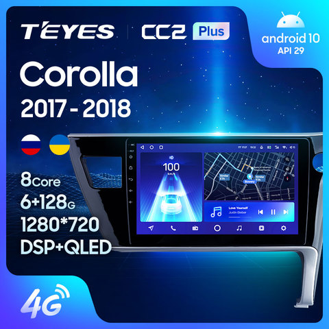 TEYES CC2 Штатная магнитола For Тойота Королла For Toyota Corolla 11 2017 2022 Right hand driver Android 8.1, до 8-ЯДЕР, до 4 + 64ГБ 32EQ + DSP 2DIN автомагнитола DVD GPS мультимедиа автомобиля головное устройство ► Фото 1/6