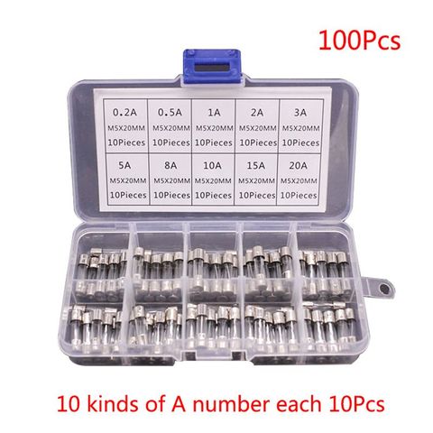 100 шт./кор. 5x20mm Fast Blow Стекло предохранители в ассортименте комплект 250V 0,2-20A для автомобиля грузовика ► Фото 1/6