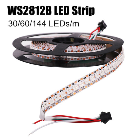 WS2812B Светодиодные ленты 5050 RGB Светодиодные ленты 1m/3m/5m 30/60/144 пикселей/светодиодов/m Smart LED пикселей полосы, WS2812 IC;WS2812B,IP30 IP65 DC5V ► Фото 1/6