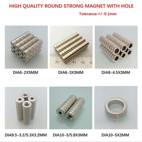 N50 сильные дисковые неодимовые магниты 6x5 мм с отверстием 3 м редкоземельные потайные Постоянные Магнитные Кольца Dia10, Dia9.5, Dia15 мм ► Фото 1/6