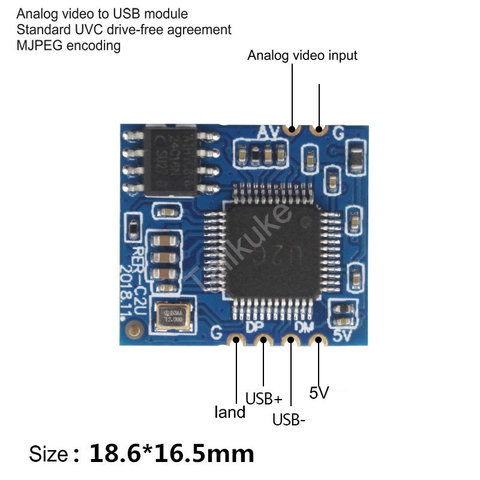 Аналоговый AV видео к цифровому USB модуль камеры CVBS к USB чипу UVC без привода Android Linux ► Фото 1/1