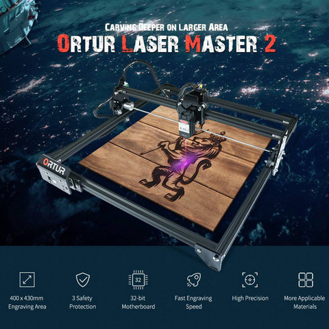 Лазерный гравировальный станок ORTUR Laser Master 2, режущий станок с 32-битной материнской платой, лазерный принтер 7 Вт 15 Вт 20 Вт, фрезерный станок с ... ► Фото 1/6