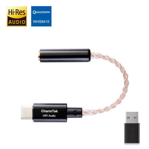 CharmTek USB C Hi-Fi аудио Портативный усилитель для наушников, док-станция Qualcomm 32-битный ЦАП усилитель для наушников для пикселей 4 Note 10 iPad Pro Onplus 7 ► Фото 1/6