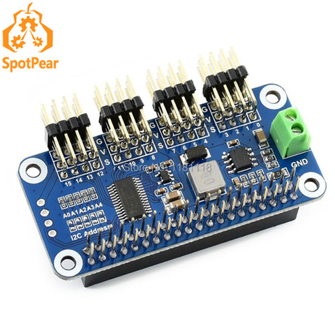 Raspberry Pi Servo Driver HAT (B) , 16 каналов, 12 бит, интерфейс I2C ► Фото 1/6