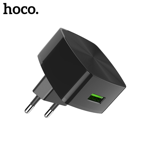 Универсальное сетевое зарядное устройство HOCO QC3.0 2,0 с USB-портами и вилками для ЕС и Великобритании, адаптер для быстрой зарядки iPhone X, XS, Samsung, ... ► Фото 1/6