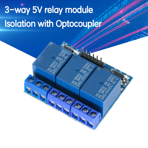 3 канальный релейный модуль с Оптрон оптоизолирована Совместимость 3,3 V 5V сигнала высоковольтных реле ► Фото 1/6