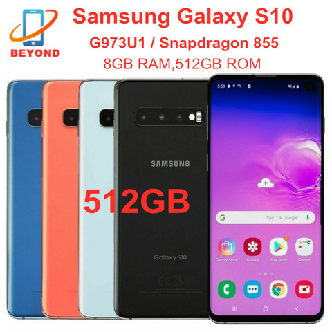 Оригинальный разблокированный сотовый телефон Samsung Galaxy S10 G973U G973U1, 512 Гб ПЗУ, 8 Гб ОЗУ, 6,1 дюйма, Восьмиядерный процессор Snapdragon 855, NFC, 4G, LTE ► Фото 1/6