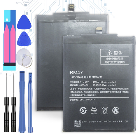 BM47 Сменный аккумулятор для Xiaomi Redmi 3 3s 4x 3pro Hongmi 3 3s 4x Bateria 4100mAh BM 47 BM47 + номер отслеживания ► Фото 1/6