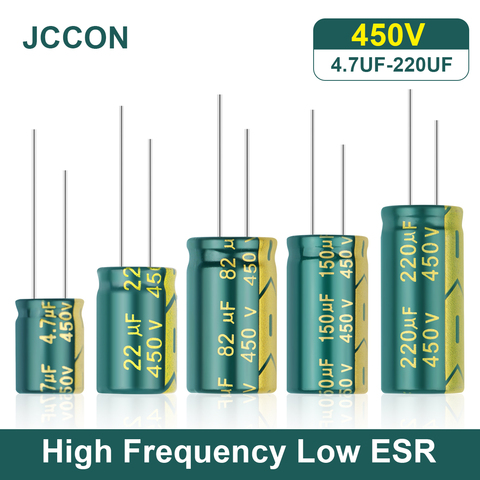 JCCON Алюминий конденсатор с алюминиевой крышкой, высокая частота низкая ESR 450V 4,7 мкФ 6,8 мкФ 22 мкФ 33 мкФ 47 мкФ 68 мкФ 100 мкФ 120 мкФ сопротивление Суперконденсатор ► Фото 1/6
