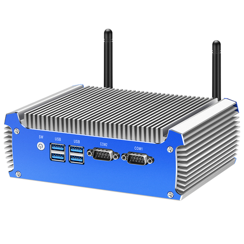 Безвентиляторный мини ПК Intel Core i7 4500U i5 4200U Dual Gigabit Ethernet RS232 HDMI VGA WiFi 4xUSB3.0 Windows 10 промышленный микро ПК ► Фото 1/6