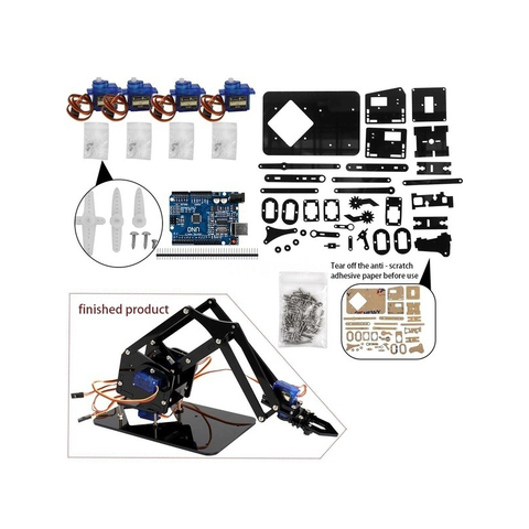 Diy Роботизированная рука коготь комплект для Arduino R3, высокая твердость акрил, поддержка Scracth программирования, PS/2,4G Беспроводное управление ► Фото 1/1