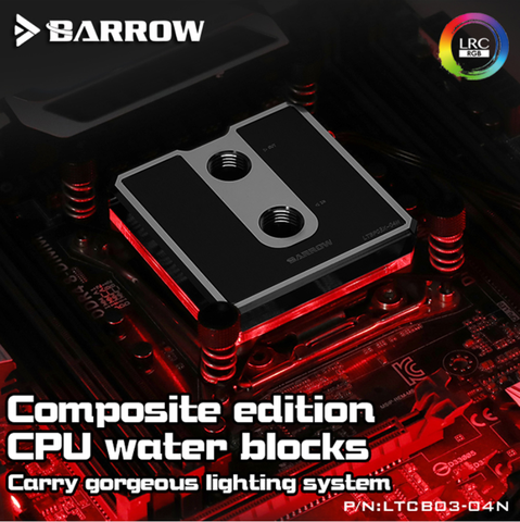 Блок для водного процессора Barrow, для композитных блоков Intel Lga115x, POM/barss Top опционально, LRC 2,0 5v 3pin, Microwaterway Block ► Фото 1/4