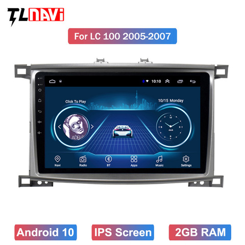 10,2 дюймов IPS 2.5D автомобильный dvd-плеер на основе Android для Toyota Land cruiser 100 LC100 LC 100 Авторадио автомобильный gps навигация стерео ► Фото 1/6