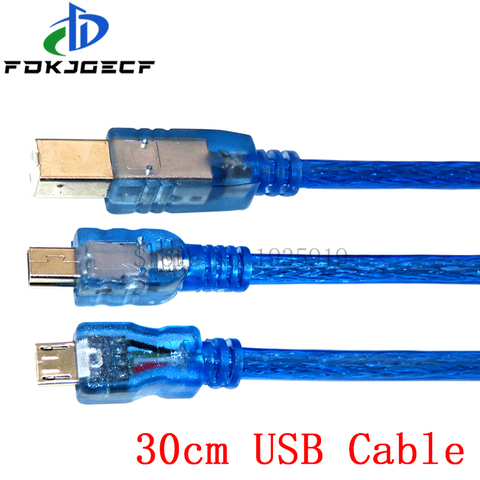 30 см USB кабель для Uno r3/Nano/MEGA 2560/Leonardo/Pro micro/DUE Blue высокого качества USB/Mini USB/Micro USB 0,3 m для Arduino ► Фото 1/4