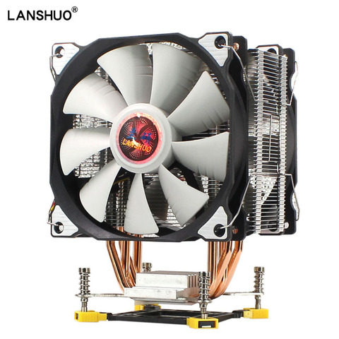 Кулер LANSHUO для ЦП Intel LGA1155 RGB 120 мм, 4 тепловых трубки, вентилятор для ЦП, радиатор охлаждения для LGA 775 1151 1156 1356 ► Фото 1/6