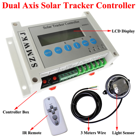 Трекер слежения за солнечной батареей DC 12/24 в с Двойной Осью, электронный контроллер для солнечных панелей PV, солнечный трек, светильник, ЖК-дисплей ► Фото 1/6