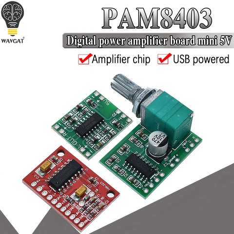 1 шт. PAM8403 Супер Мини цифровой усилитель мощности доска миниатюрный класса D усилитель мощности плата 2*3 Вт высокой мощности 2,5-5V USB ► Фото 1/6