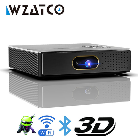 Умный светодиодный проектор WZATCO T5 HD 4K Real 3D DLP с батареей и зумом, автоматический кейстон, Android 6,0 WiFi Bluetooth Airplay ► Фото 1/6