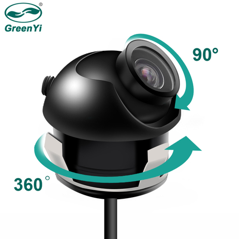 Мини CCD 360 градусов Автомобильная камера заднего вида GreenYi, резервная камера переднего и бокового вида с многофункциональным кабелем переключателя ► Фото 1/6
