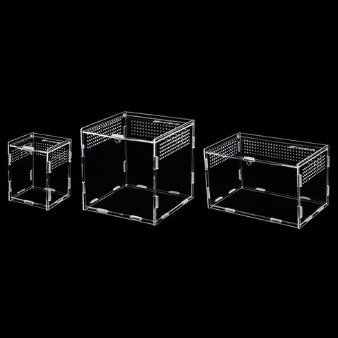 7X8X10CM прозрачная коробка для разведения рептилий, акриловая коробка для кормления, 360-градусный высокопрозрачный Магнитный Террариум для скалолазания домашних животных ► Фото 1/6