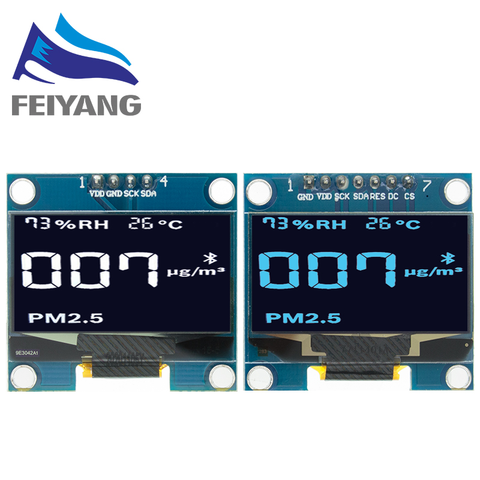 10 шт., светодиодный модуль O 1,3 дюйма, Белый/Синий, SPI/IIC I2C, Коммуникационный цвет 1,3x64, 1,3 дюйма, светодиодный ЖК-дисплей O, модуль светодиодного дисплея дюйма O светодиодный модуль ► Фото 1/6