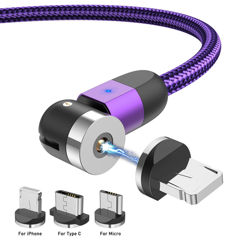 Магнитный usb-кабель Lovebay 2 м, кабель Micro USB Type-C для зарядки, мобильный телефон, шнур с вращением на 360 ° + 180 °, быстрая зарядка для iPhone 11 ► Фото 1/6