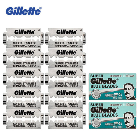 Бритвенные лезвия Gillette, супер синие лезвия, мужские бритвенные лезвия из нержавеющей стали с двойными краями, 5 или 10 лезвий ► Фото 1/6